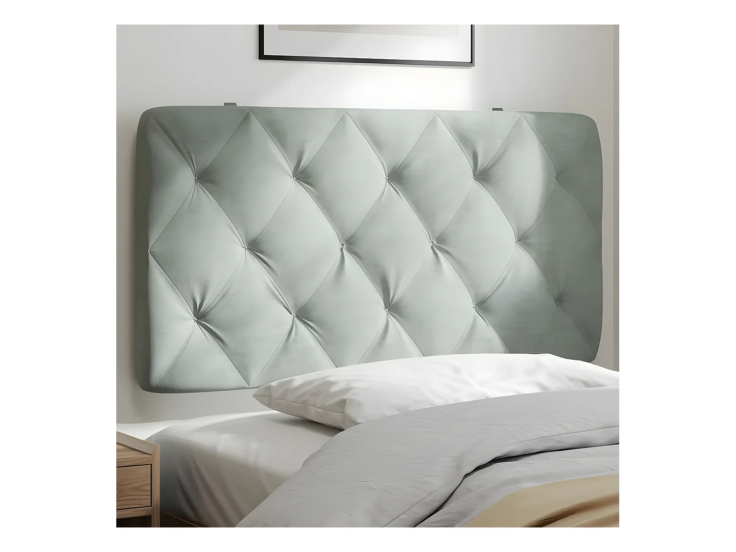 Coussin de tête de lit gris clair 100 cm velours