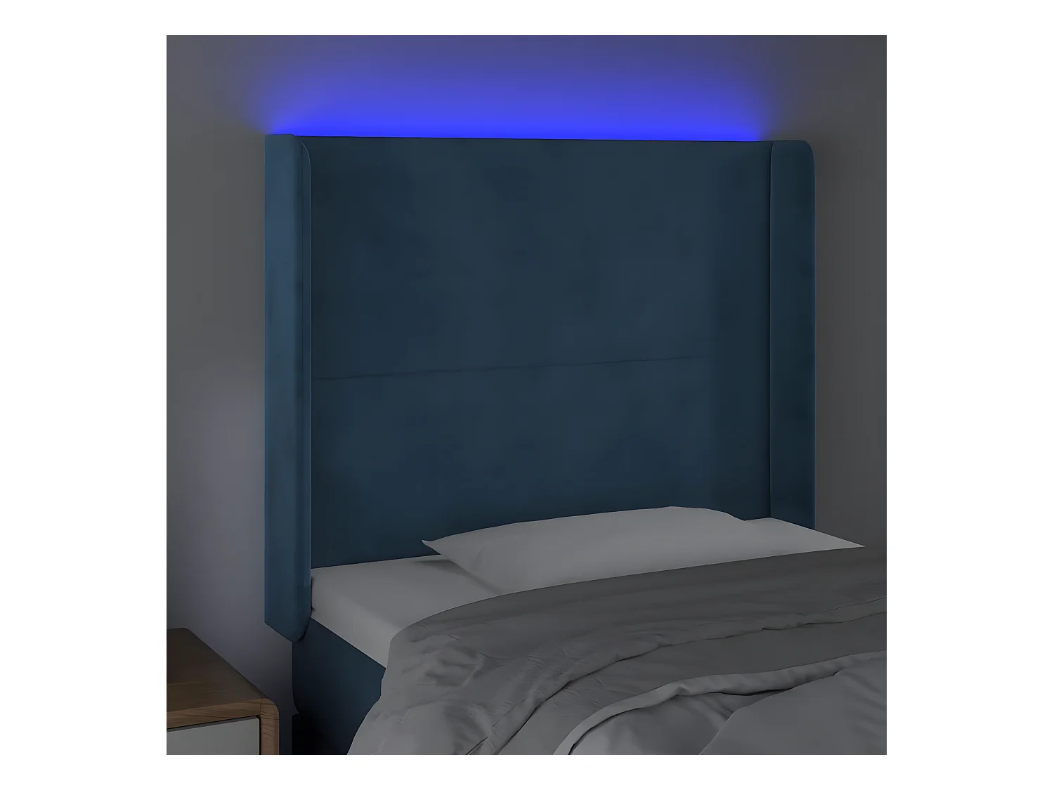 Tête de lit à LED Bleu foncé 93x16x118/128 cm Velours