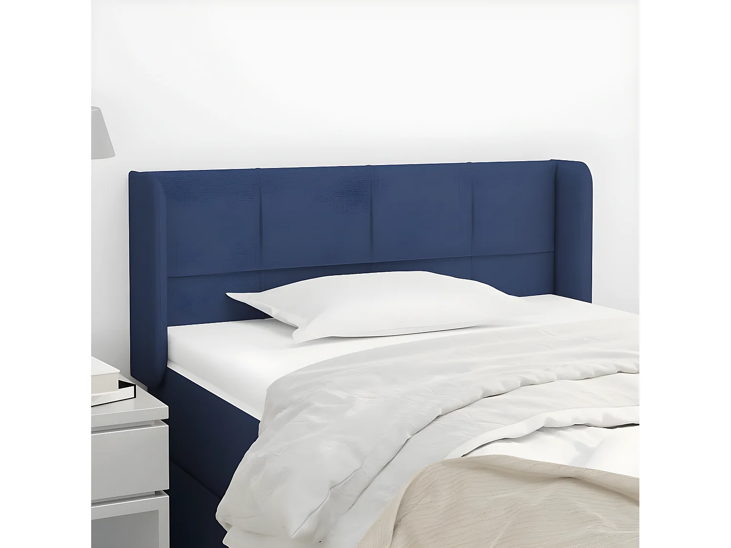 Tête de lit avec oreilles Bleu 103x16x78/88 cm Tissu