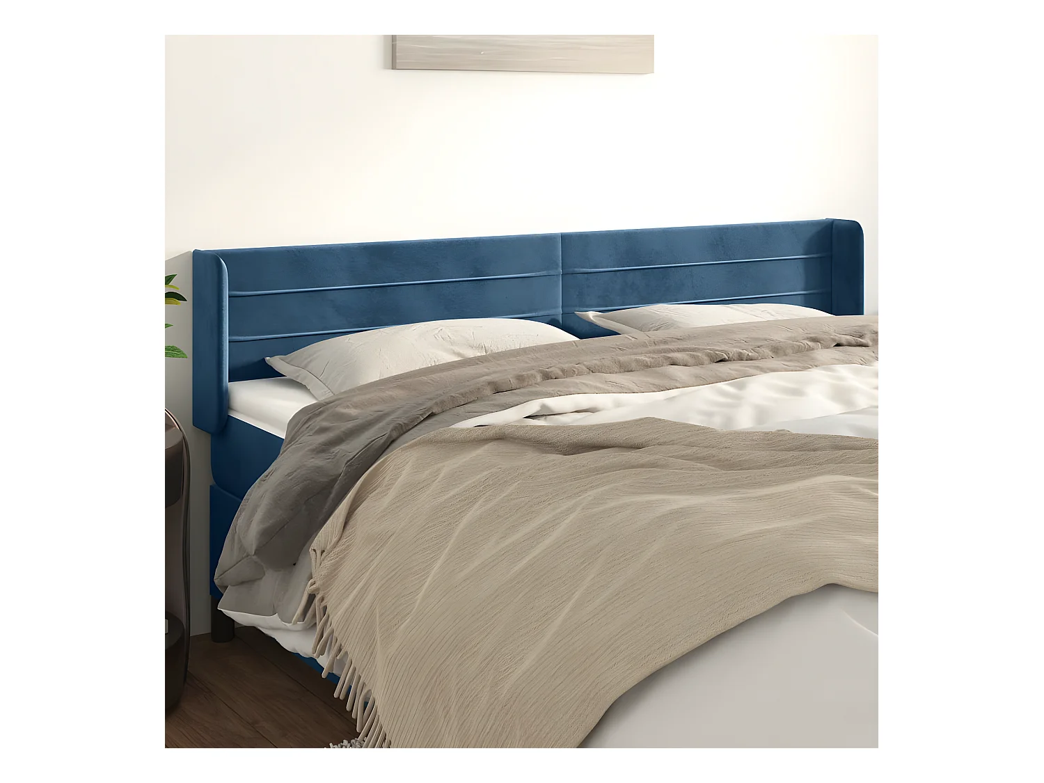Tête de lit avec oreilles Bleu foncé 163x16x78/88 cm Velours