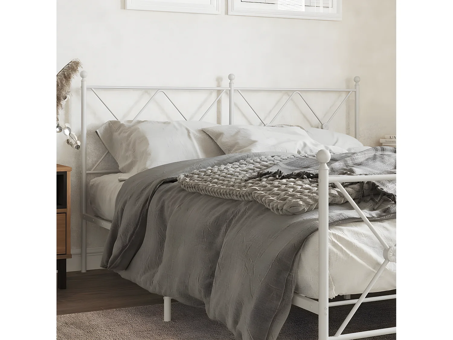 Tête de lit métal blanc 150 cm