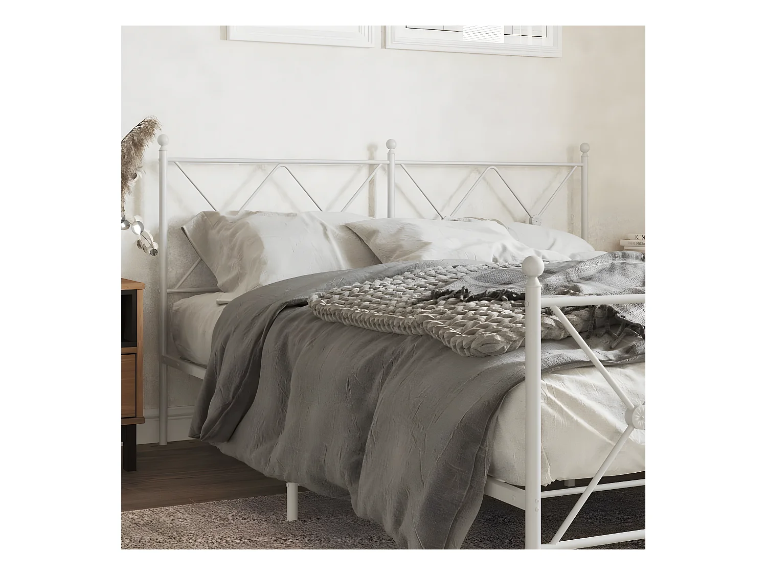 Tête de lit métal blanc 150 cm