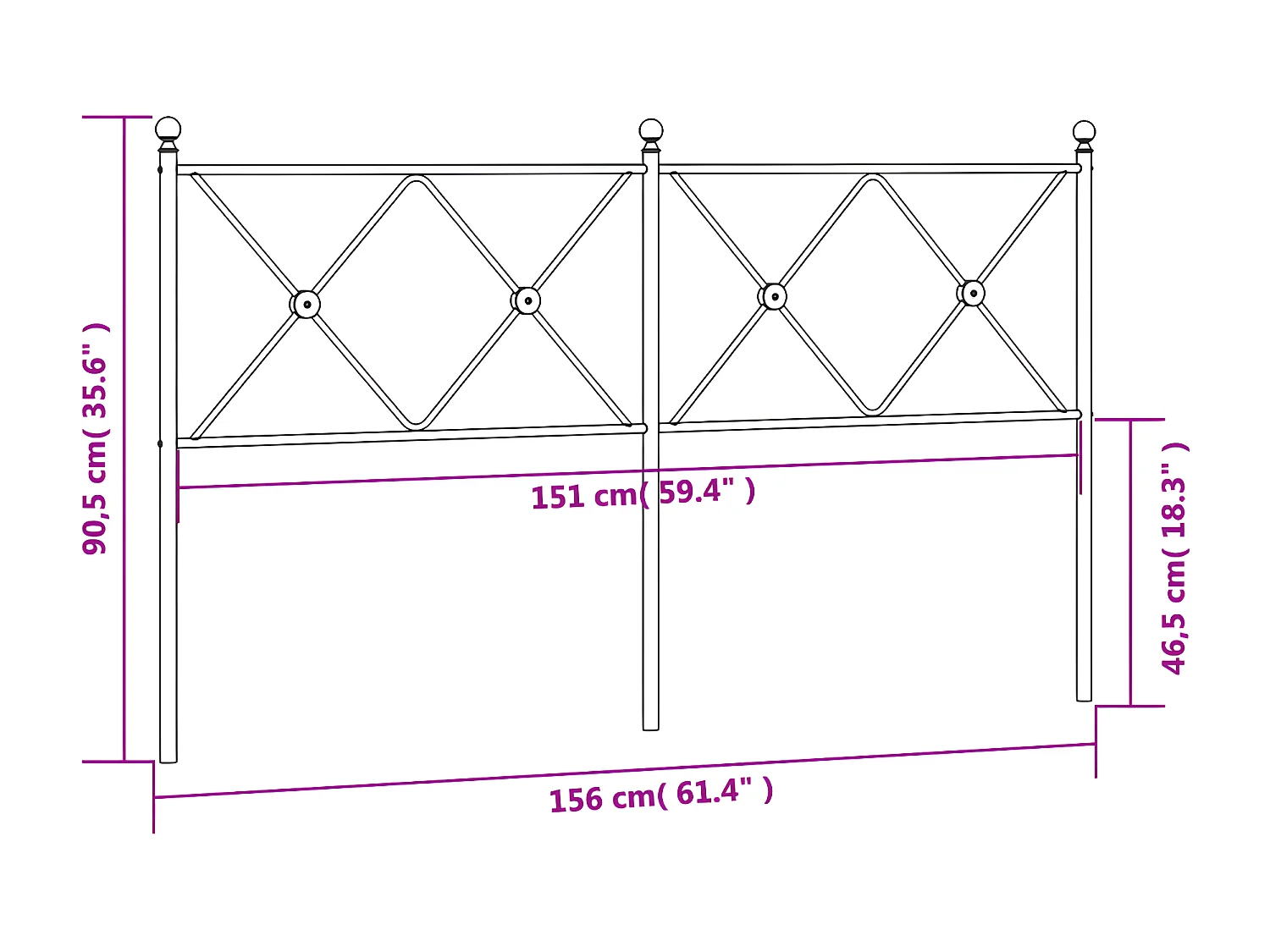 Tête de lit métal blanc 150 cm