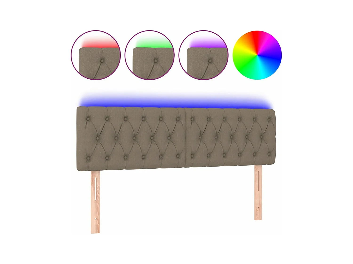 Tête de lit à LED Taupe 144x7x78/88 cm Tissu