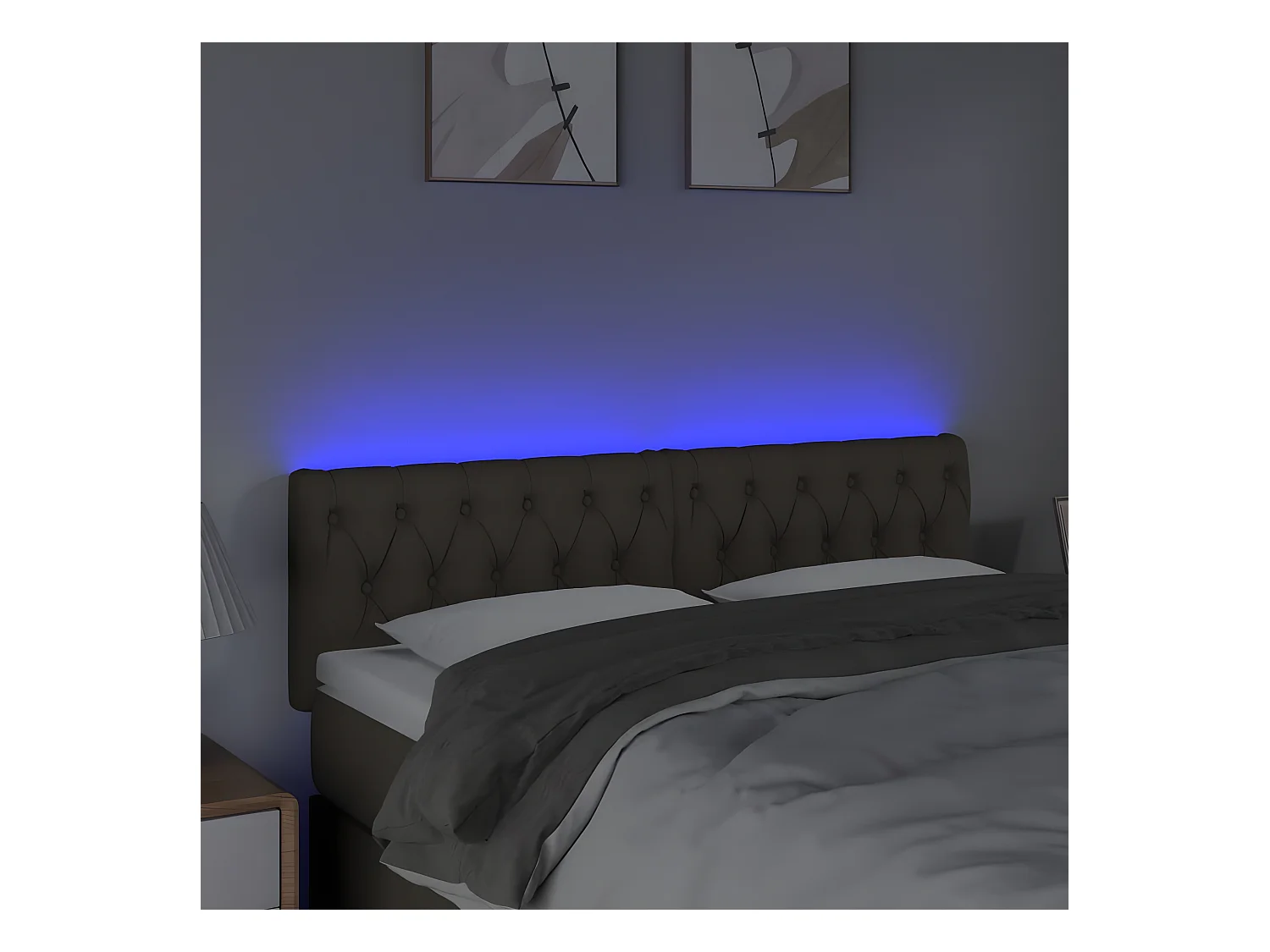 Tête de lit à LED Taupe 144x7x78/88 cm Tissu