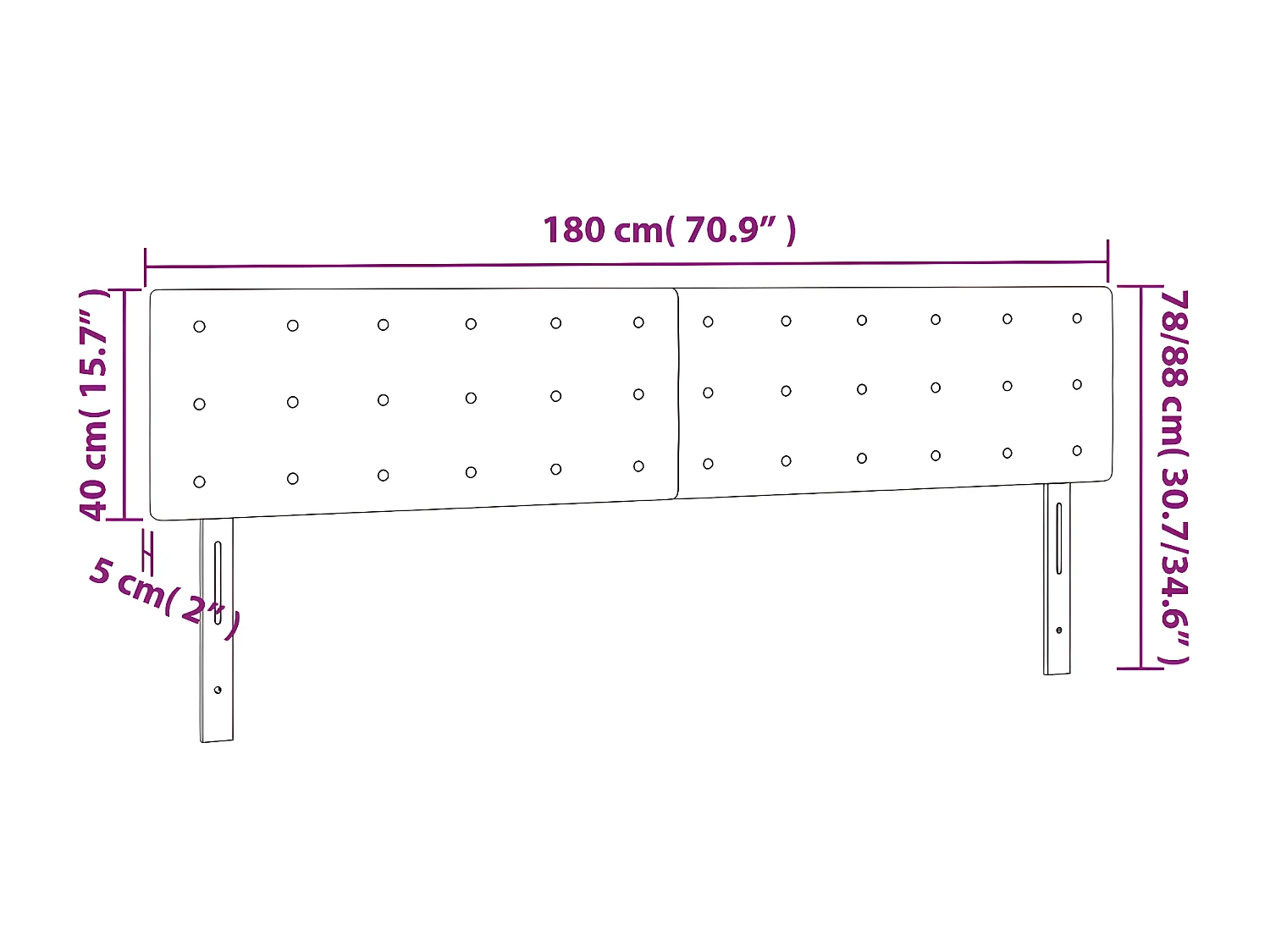 Cabecero con LED de terciopelo verde oscuro 180x5x78/88 cm