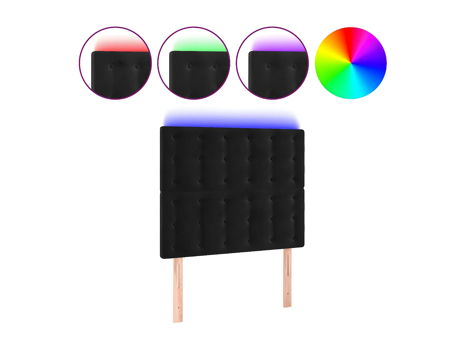 Tête de lit à LED Noir 80x5x118/128 cm Velours