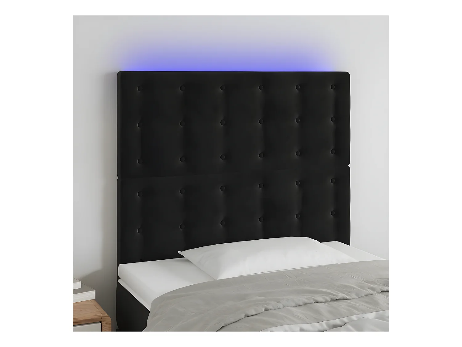 Hoofdbord LED 80x5x118/128 cm fluweel zwart