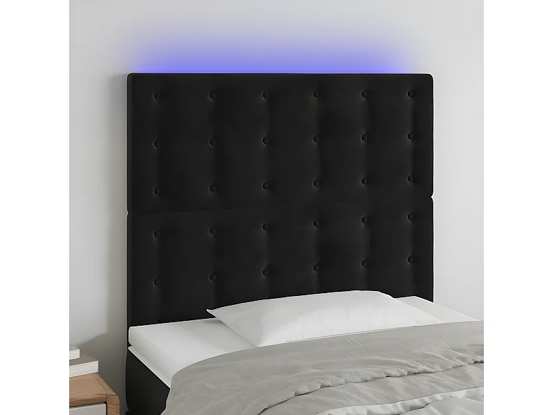 Tête de lit à LED Noir 80x5x118/128 cm Velours