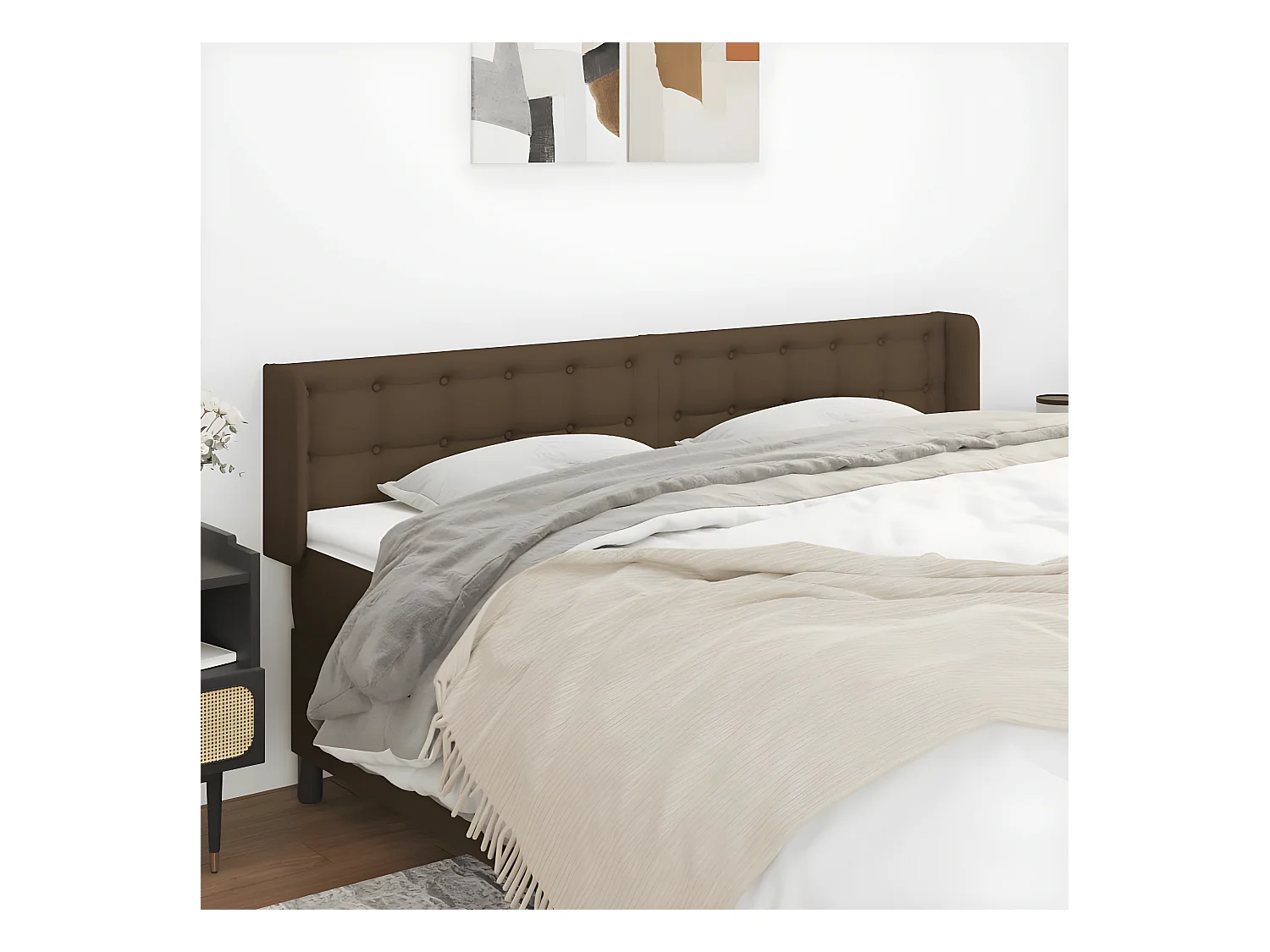 Cabecero de tela gris oscuro 183x16x78/88 cm