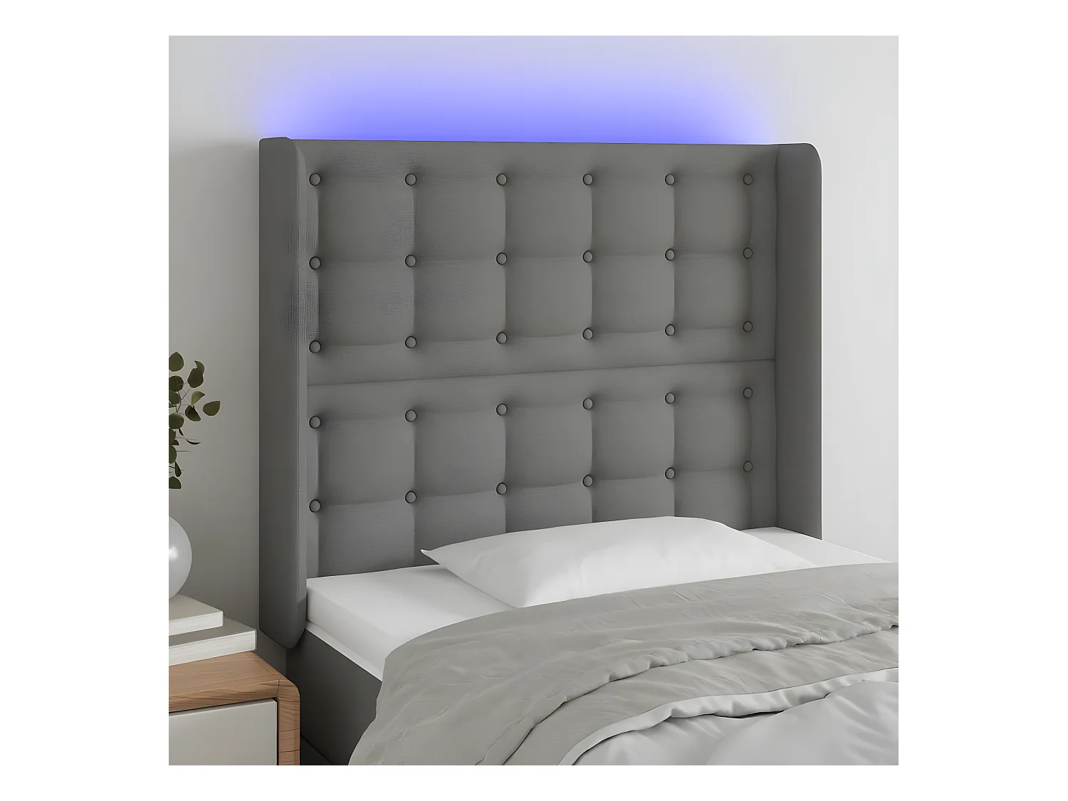 Tête de lit à LED Gris foncé 83x16x118/128 cm Tissu