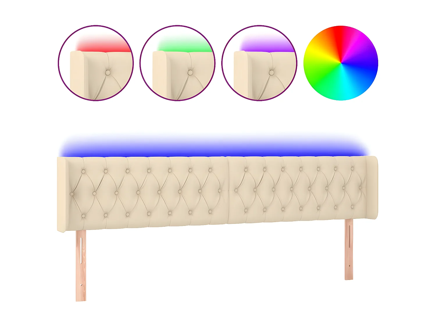 Tête de lit à LED Crème 183x16x78/88 cm Tissu