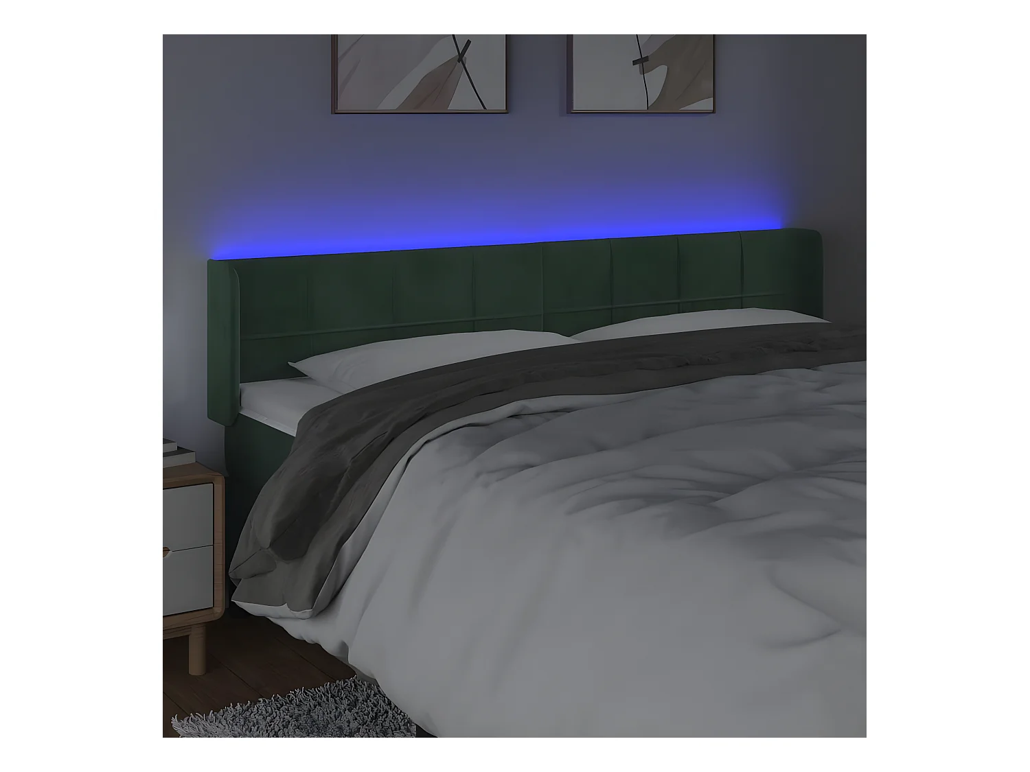 Tête de lit à LED Vert foncé 203x16x78/88 cm Velours