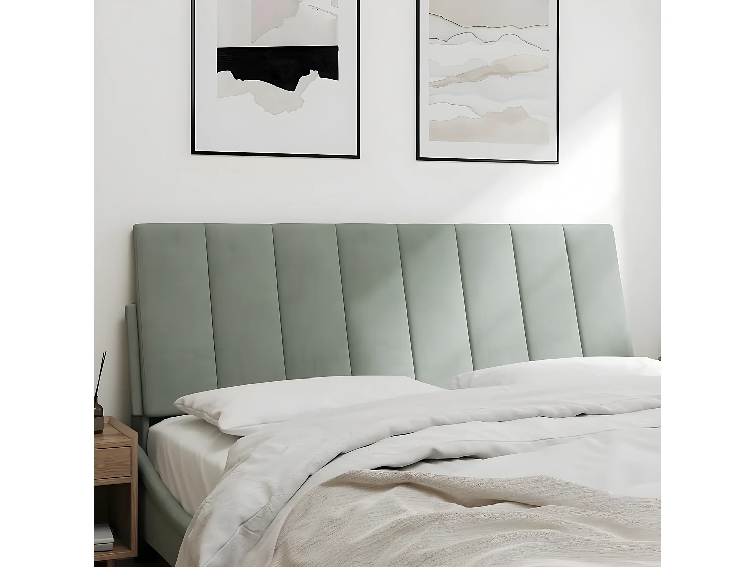 Coussin de tête de lit gris clair 120 cm velours