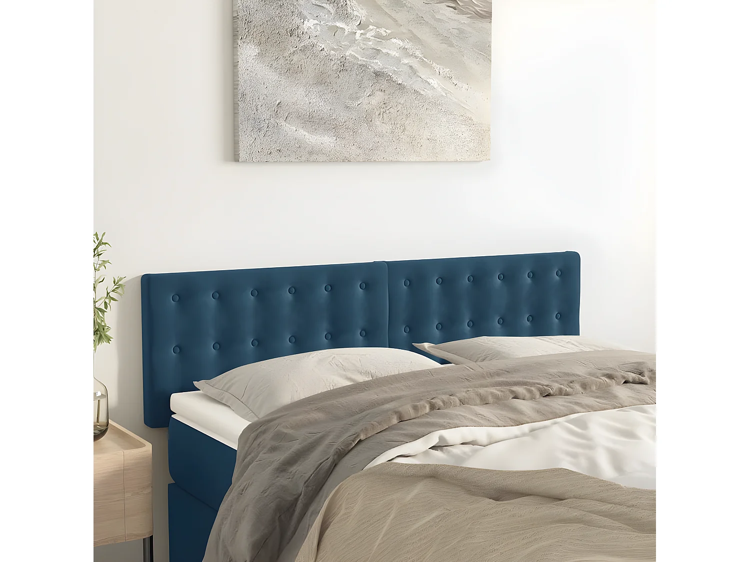 Têtes de lit 2 pièces Bleu foncé 72x5x78/88 cm Velours