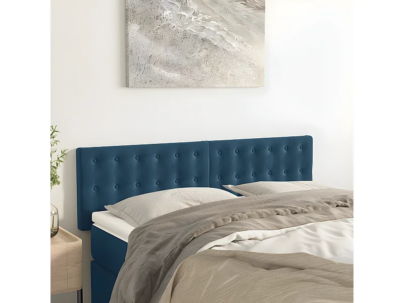 Têtes de lit 2 pièces Bleu foncé 72x5x78/88 cm Velours