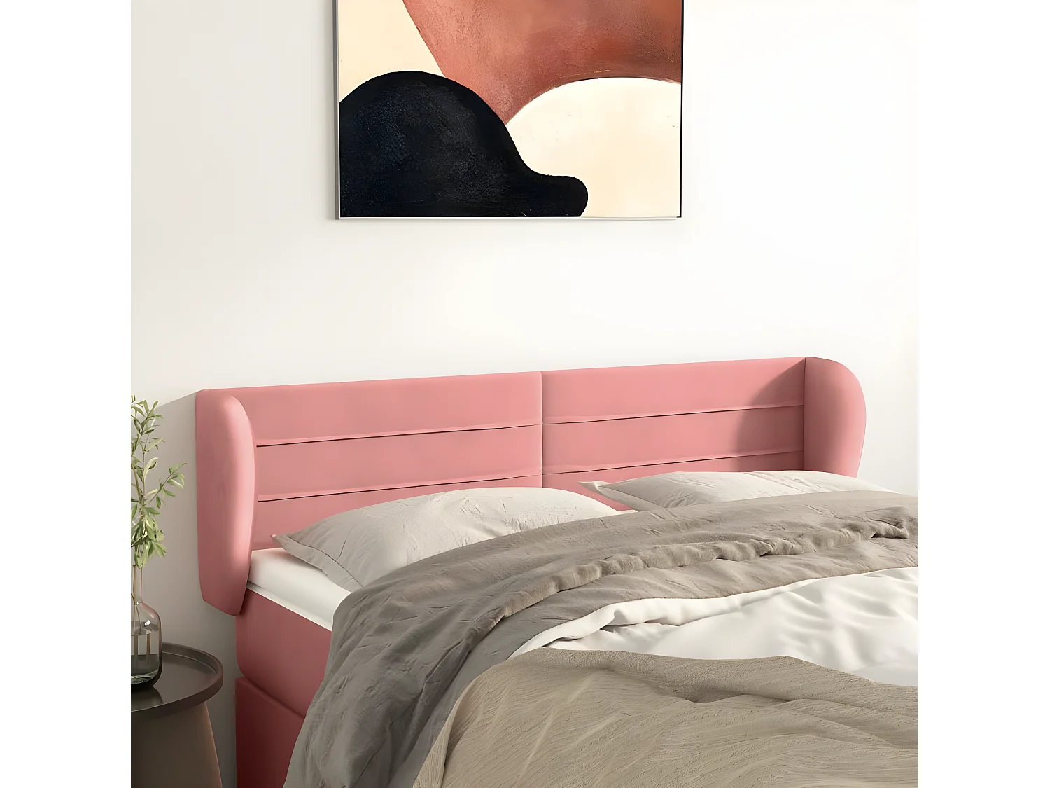 Tête de lit avec oreilles Rose 147x23x78/88 cm Velours