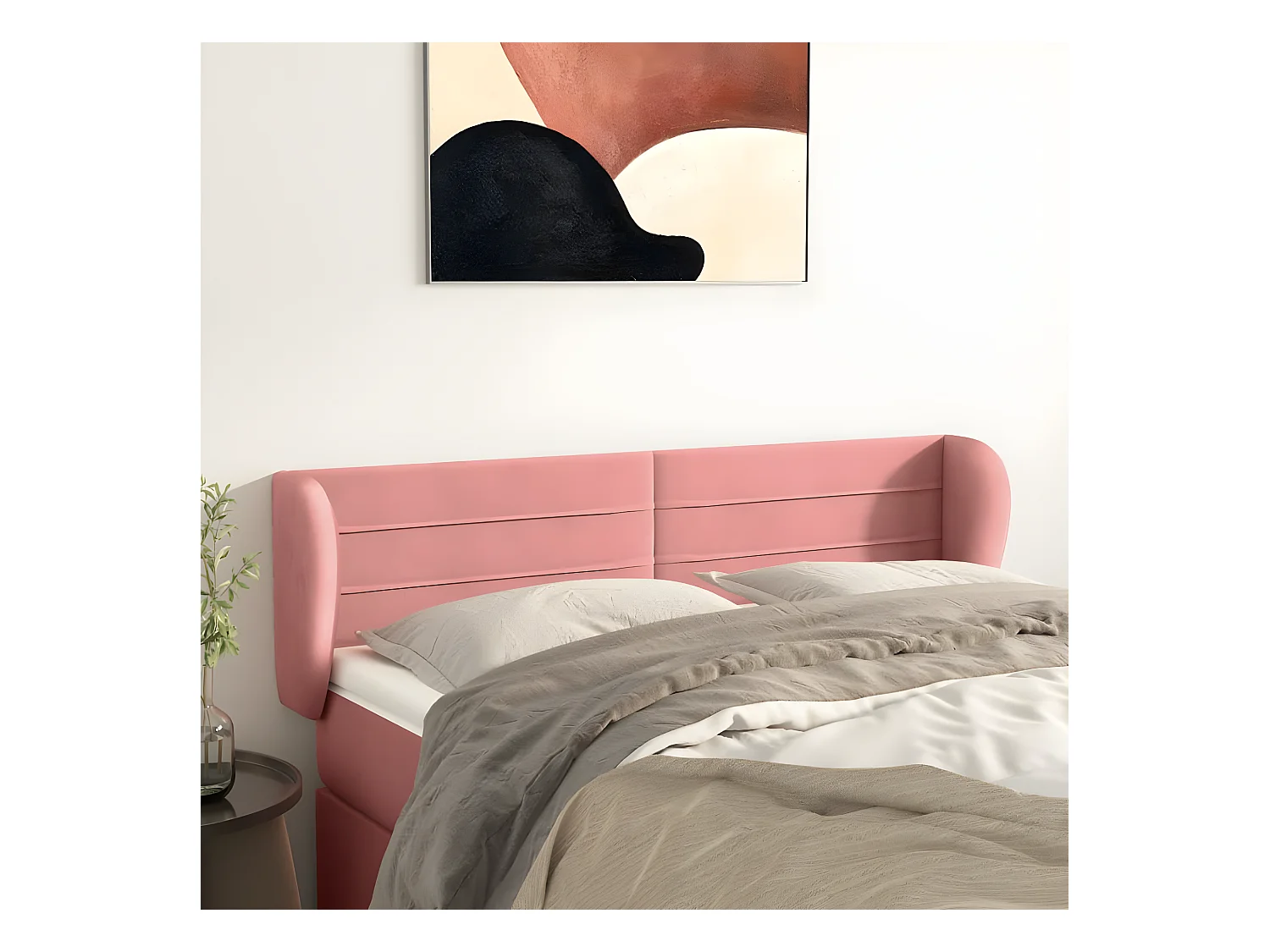 Tête de lit avec oreilles Rose 147x23x78/88 cm Velours