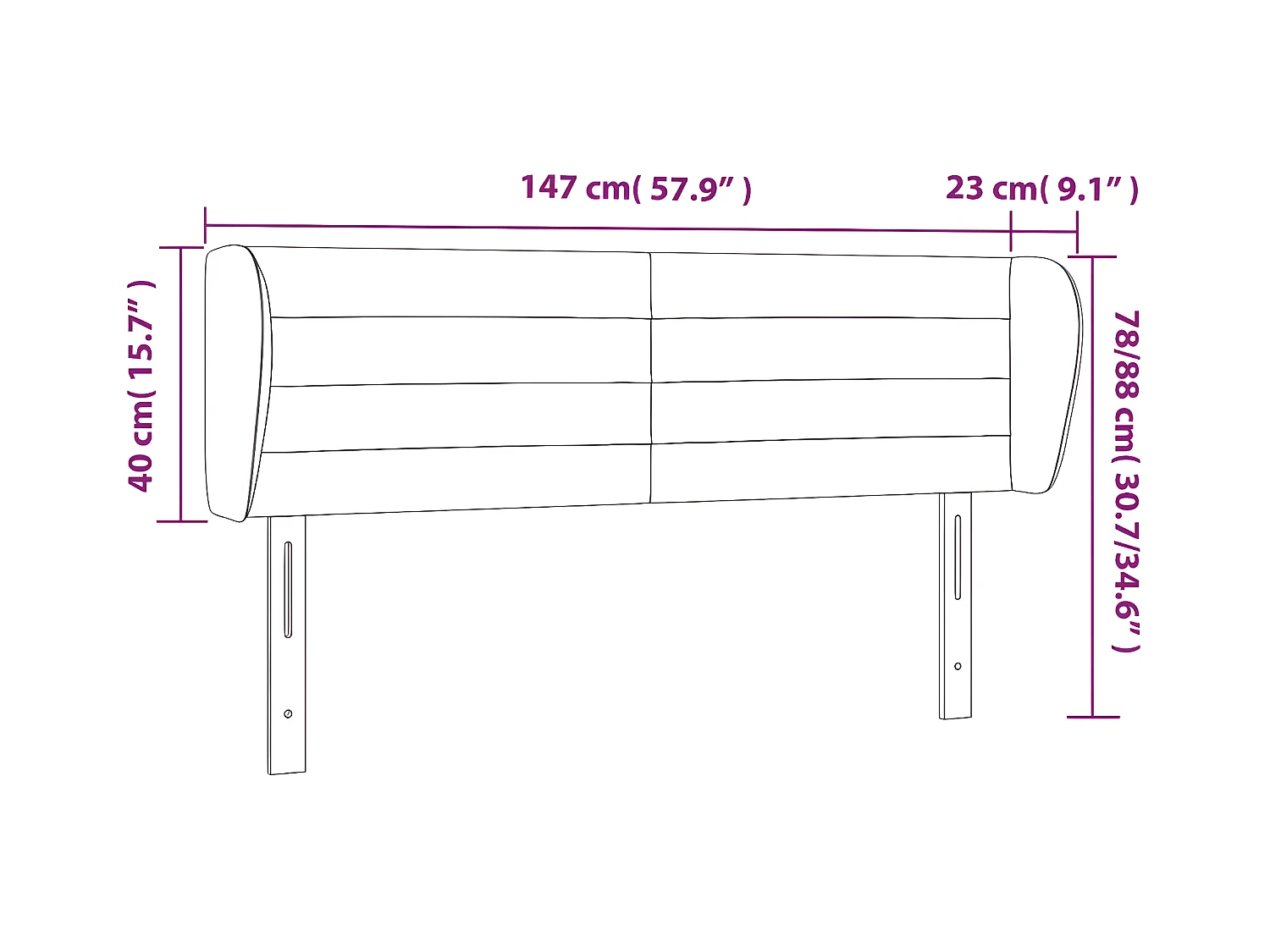 Tête de lit avec oreilles Rose 147x23x78/88 cm Velours