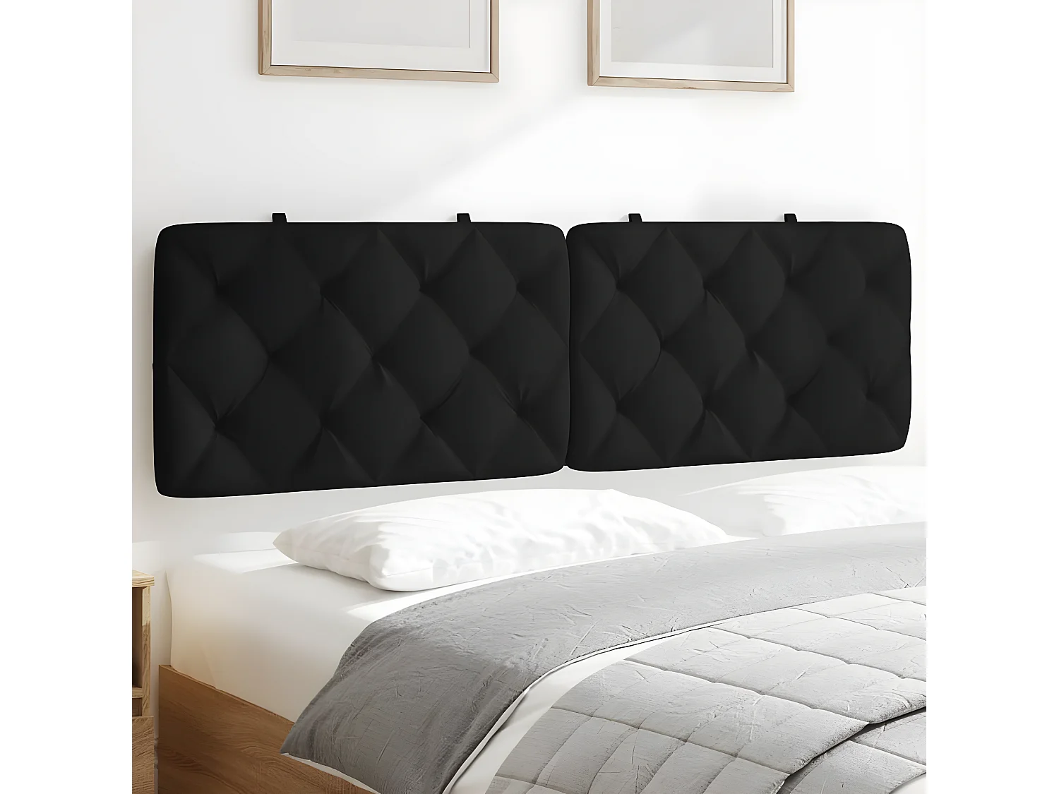 Coussin de tête de lit noir 160 cm velours