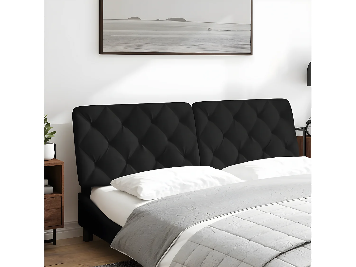 Coussin de tête de lit noir 160 cm velours