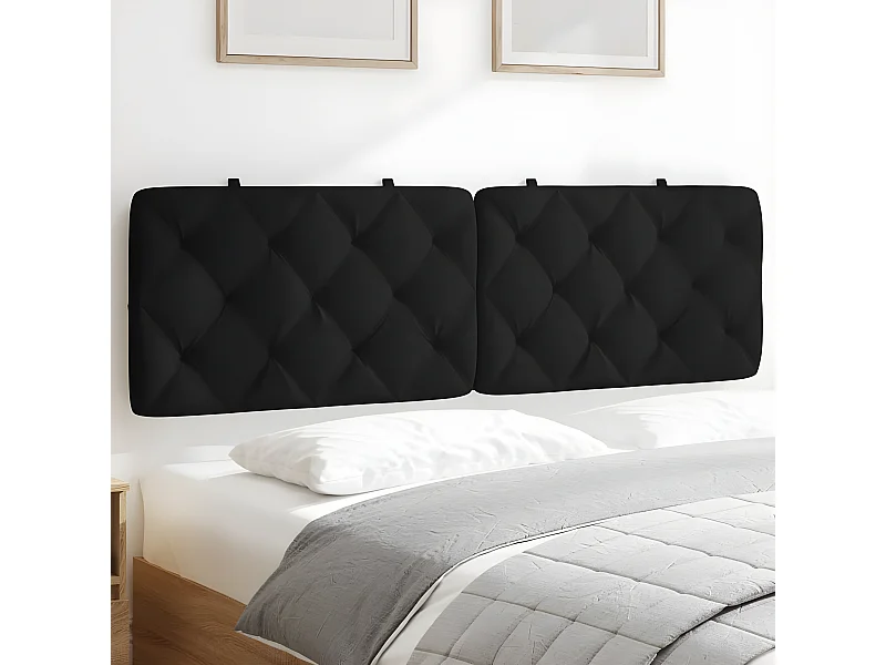 Coussin de tête de lit noir 160 cm velours