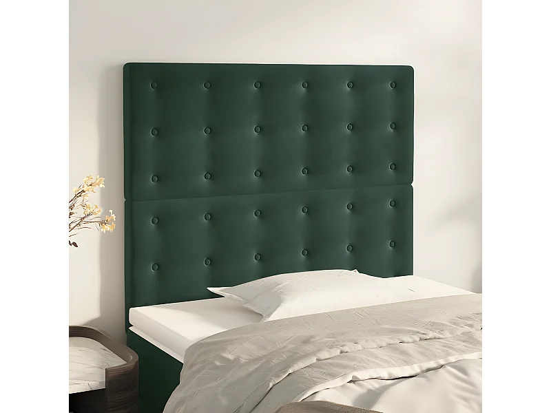 Têtes de lit 2 pièces Vert foncé 90x5x78/88 cm Velours