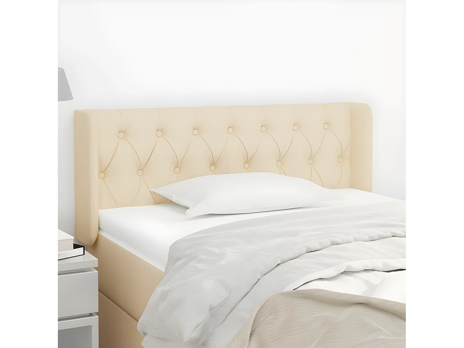 Tête de lit avec oreilles Crème 103x16x78/88 cm Tissu