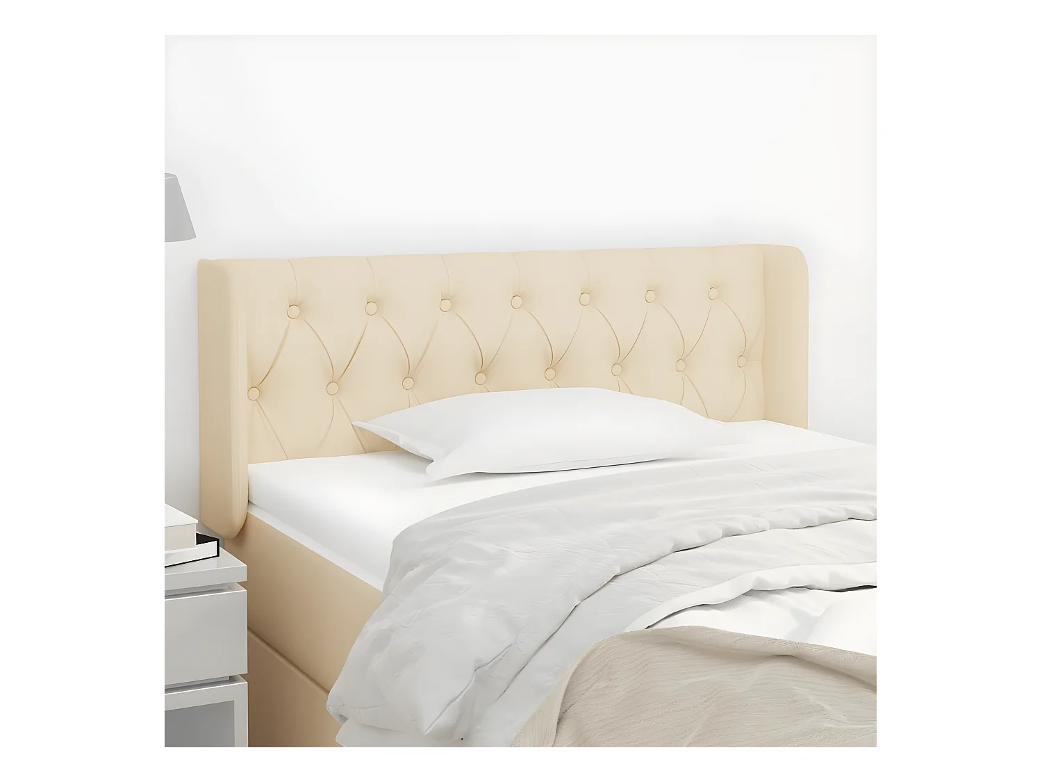 Cabeceira de cama c/ abas tecido 103x16x78/88 cm creme
