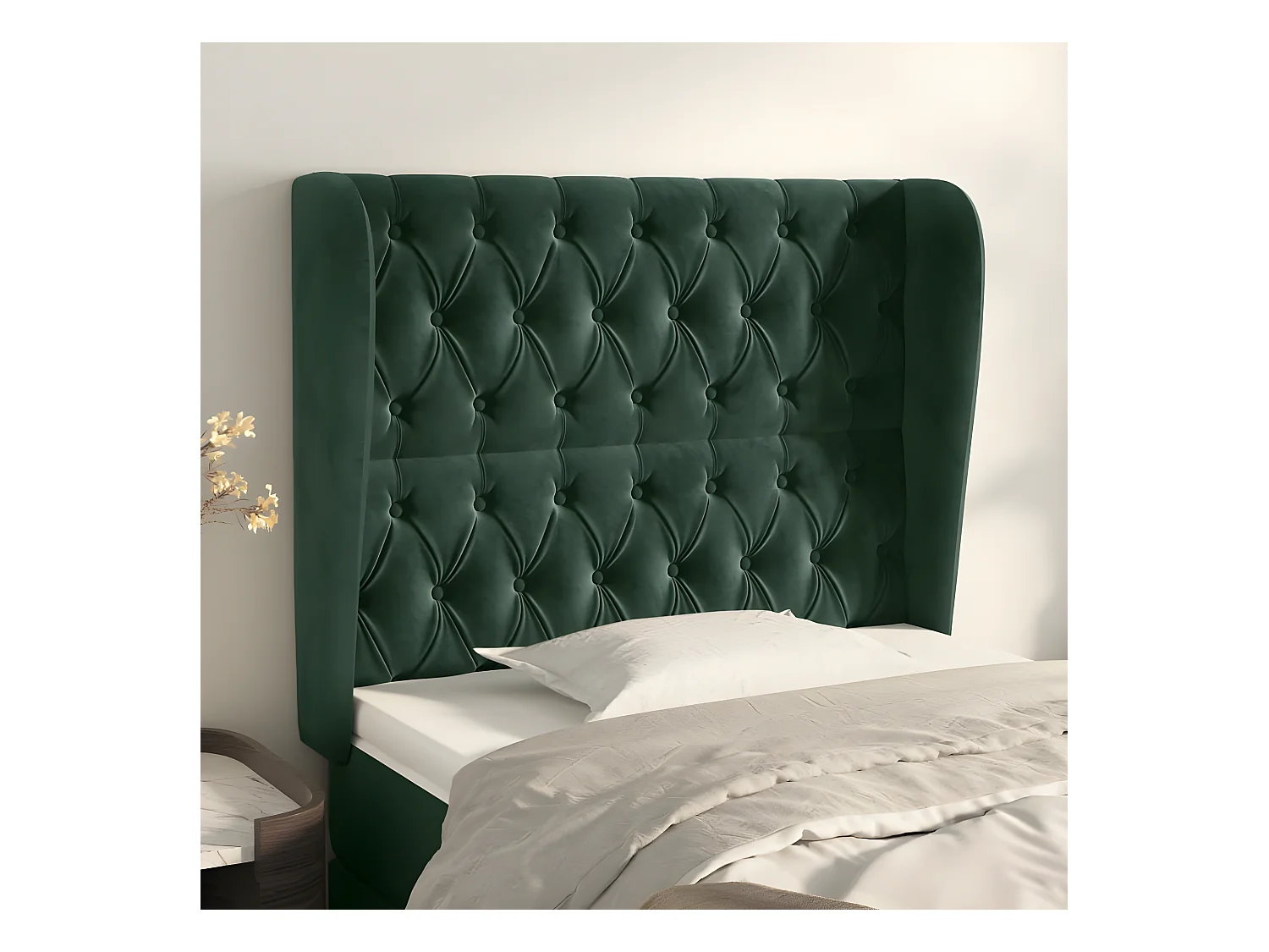 Tête de lit avec oreilles Vert foncé 93x23x118/128 cm Velours