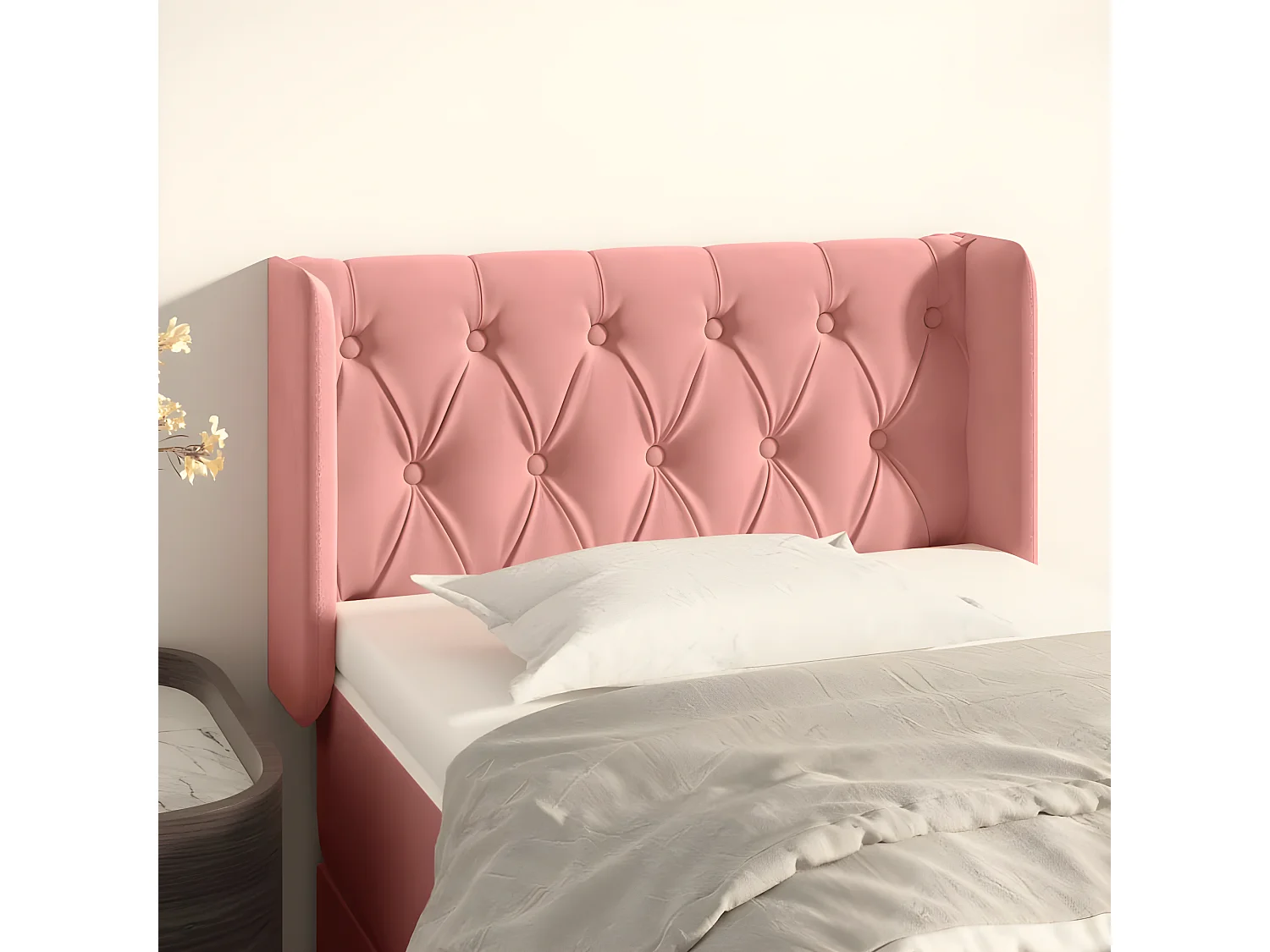 Tête de lit avec oreilles Rose 83x16x78/88 cm Velours