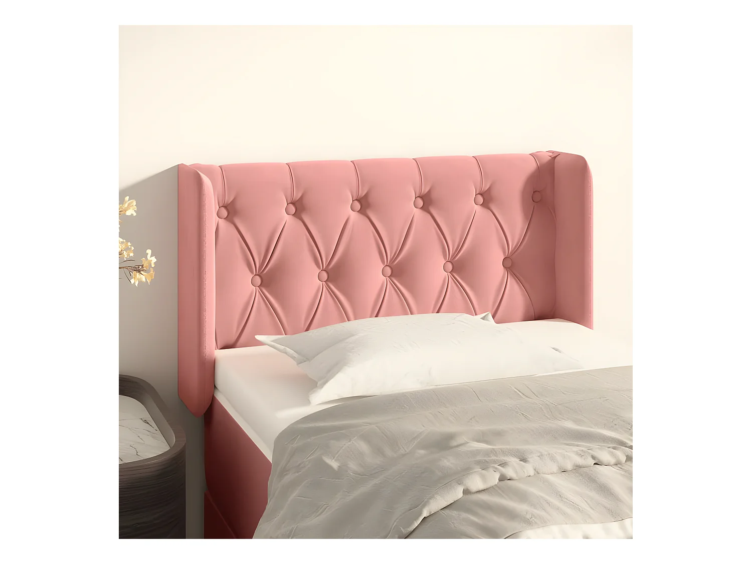 Tête de lit avec oreilles Rose 83x16x78/88 cm Velours