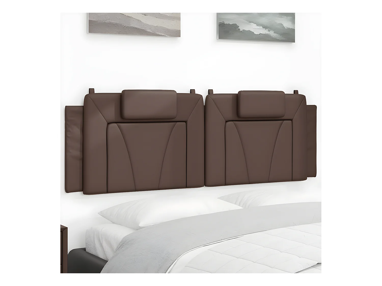 Coussin de tête de lit marron 160 cm similicuir