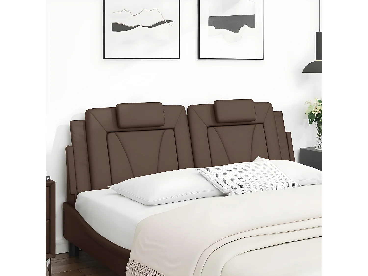 Coussin de tête de lit marron 160 cm similicuir