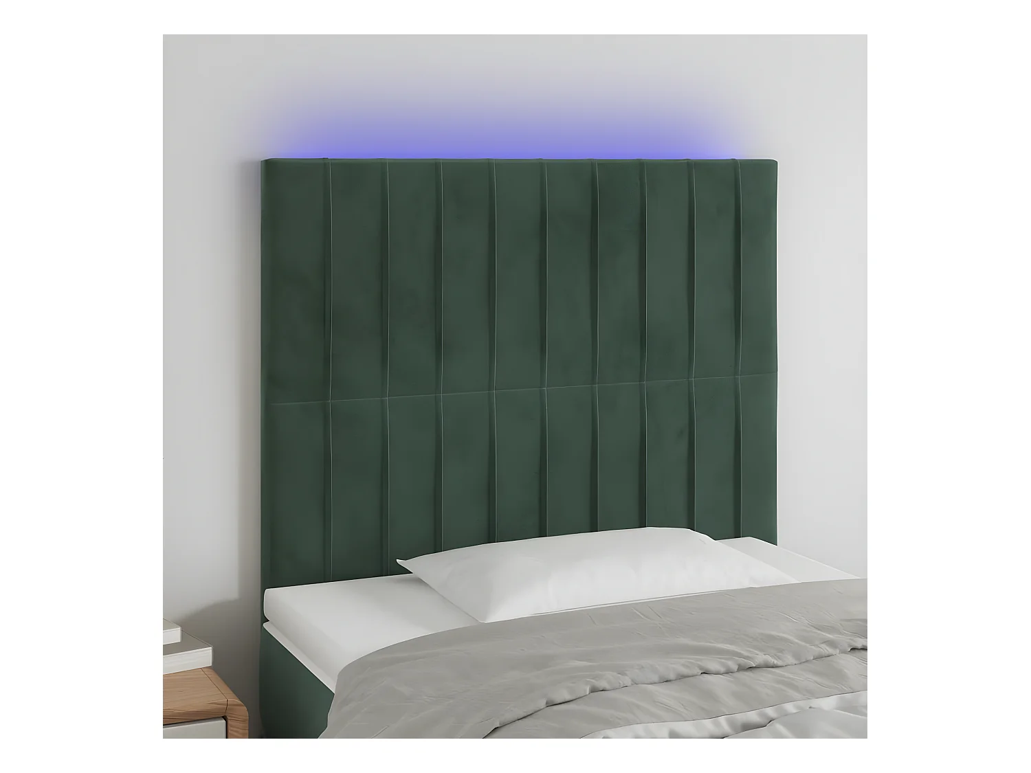 Tête de lit à LED Vert foncé 80x5x118/128 cm Velours