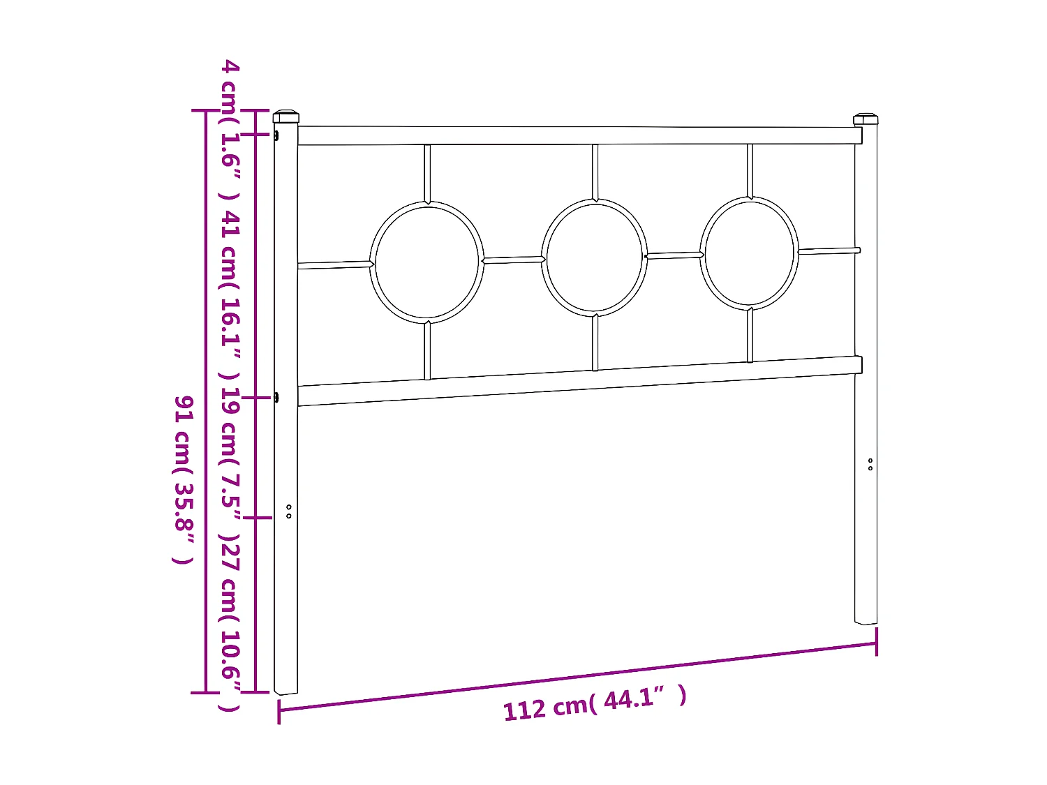 Cabeceira de cama 107 cm metal branco