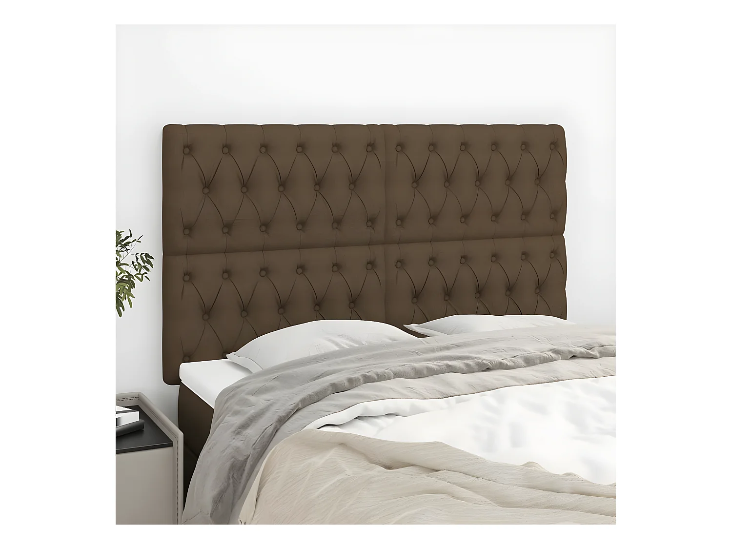 Têtes de lit 4 pièces Marron foncé 72x7x78/88 cm Tissu