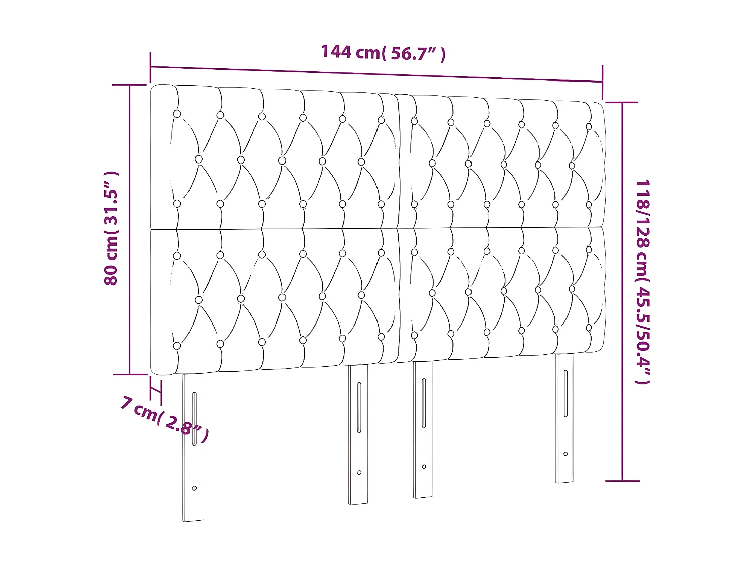 Hoofdborden 4 st 72x7x78/88 cm stof donkerbruin