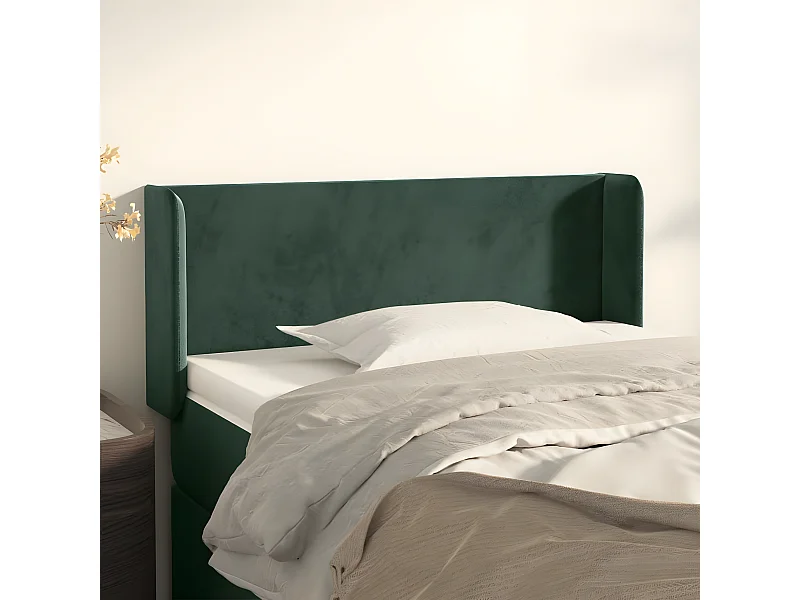 Tête de lit avec oreilles Vert foncé 93x16x78/88 cm Velours