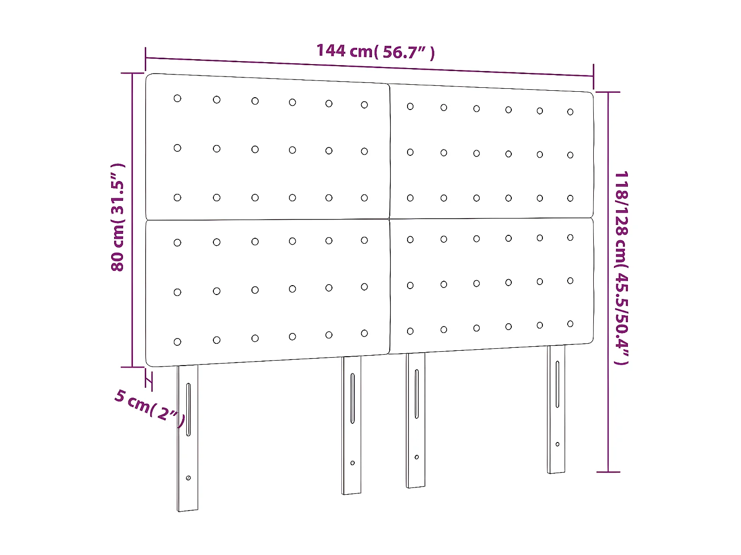 Têtes de lit 4 pièces Bleu foncé 72x5x78/88 cm Velours