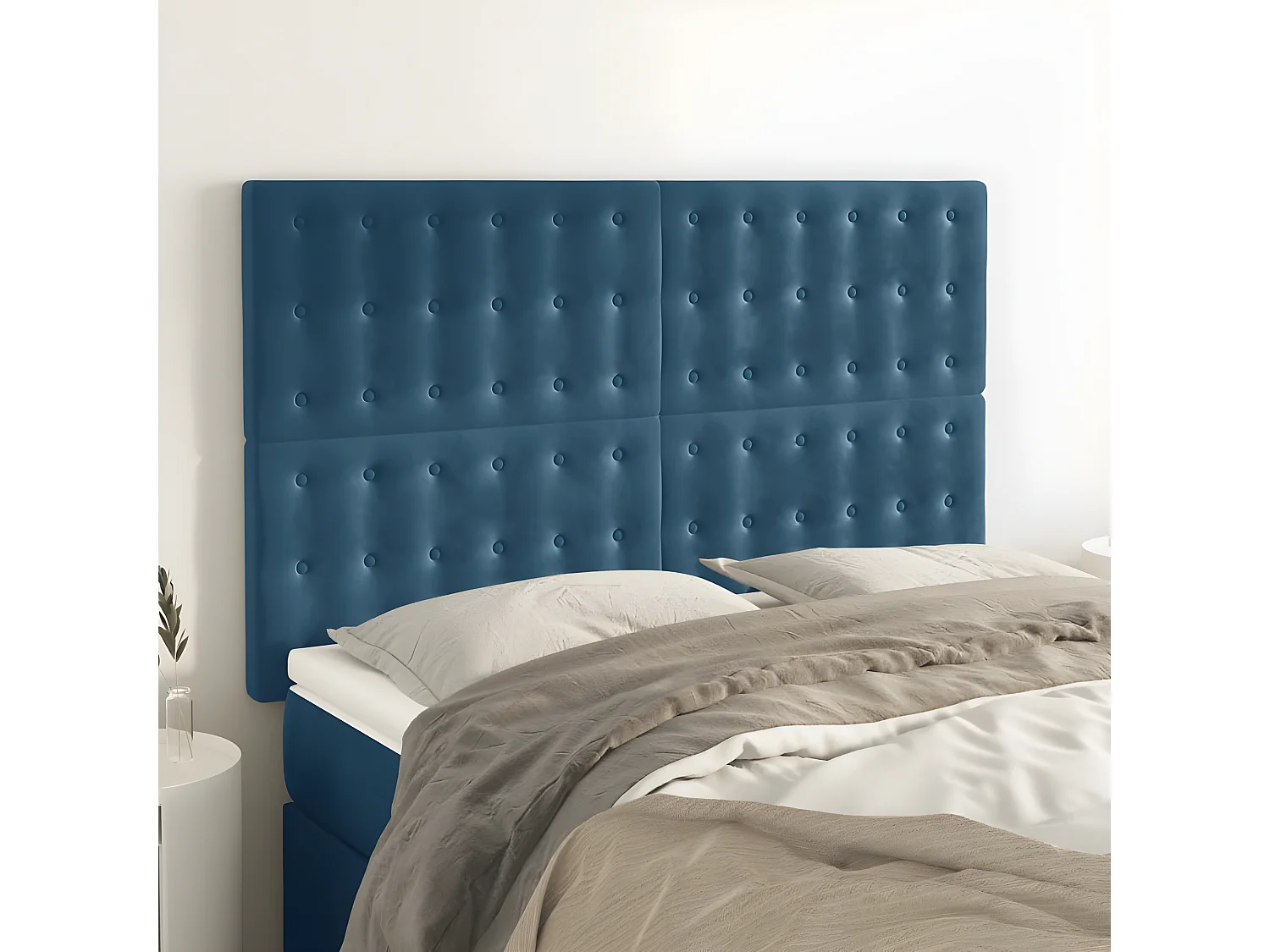 Têtes de lit 4 pièces Bleu foncé 72x5x78/88 cm Velours