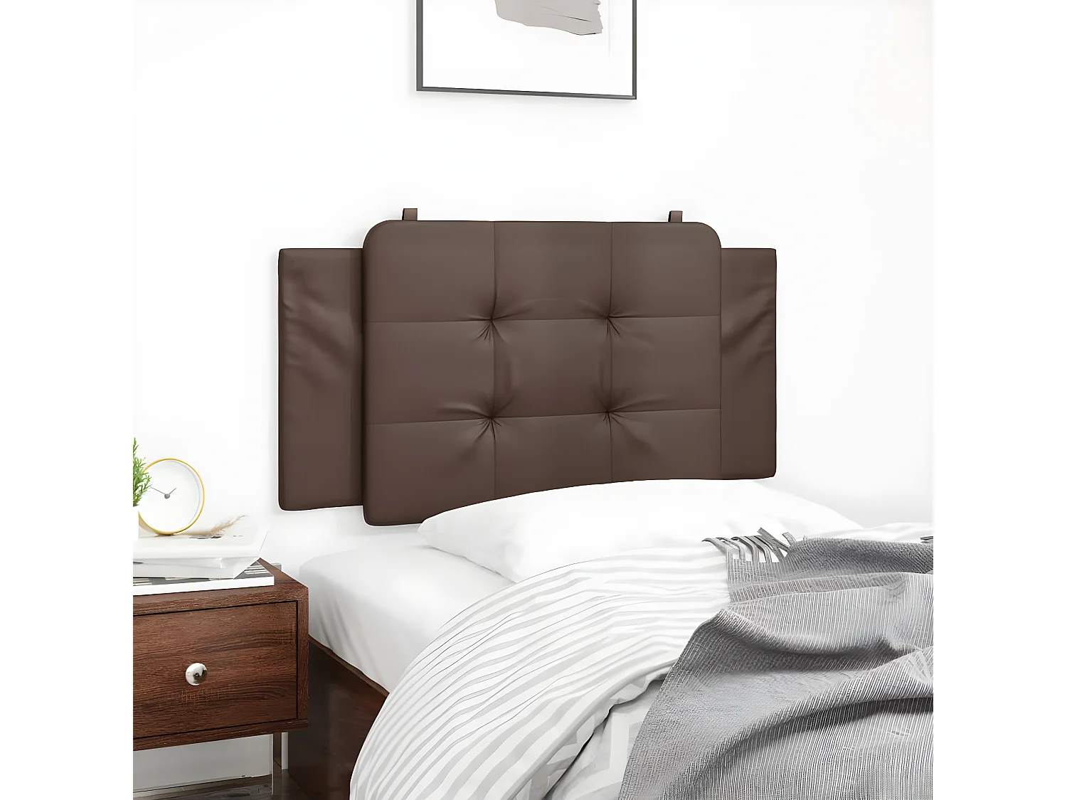 Coussin de tête de lit marron 100 cm similicuir
