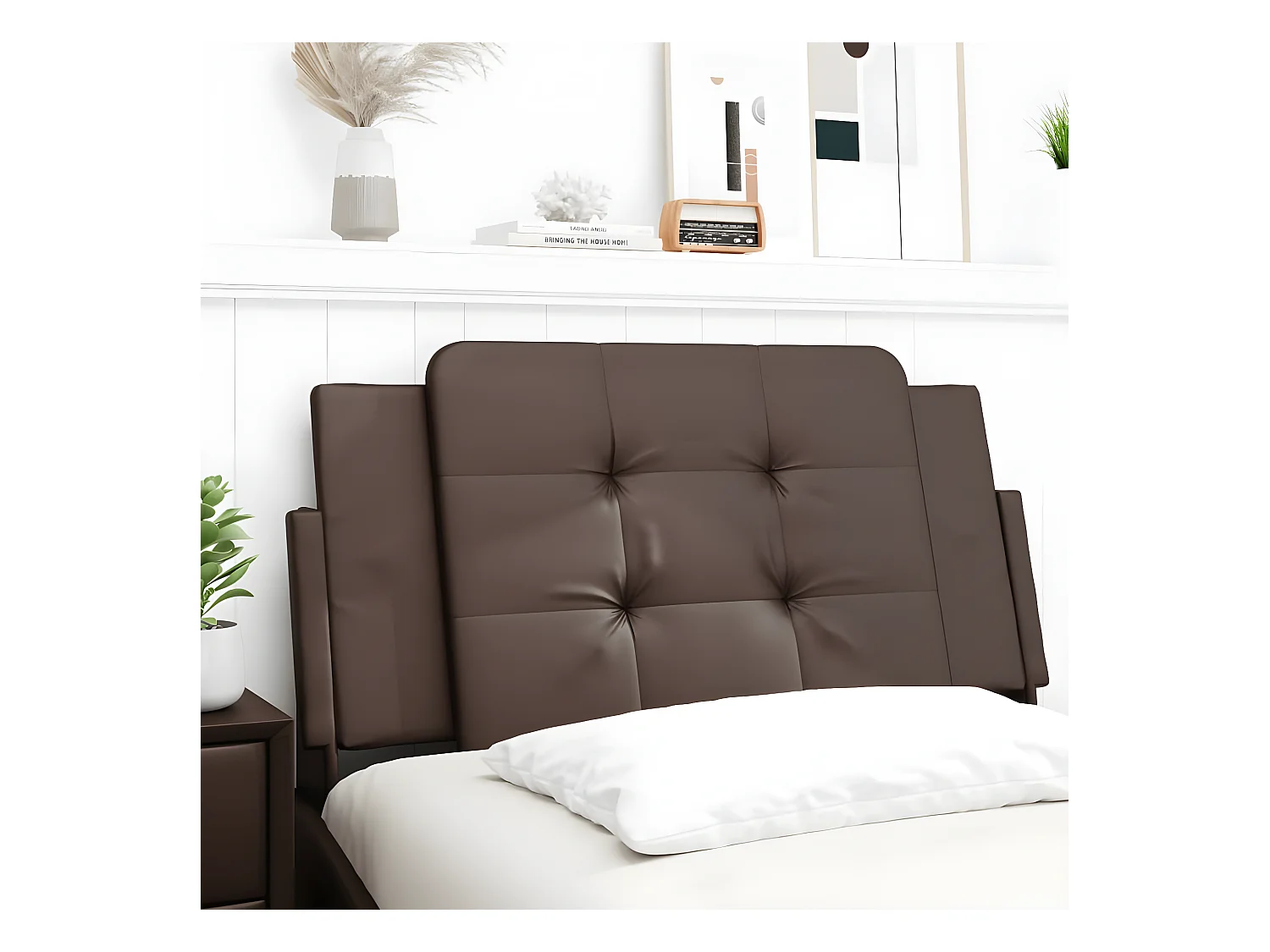 Coussin de tête de lit marron 100 cm similicuir