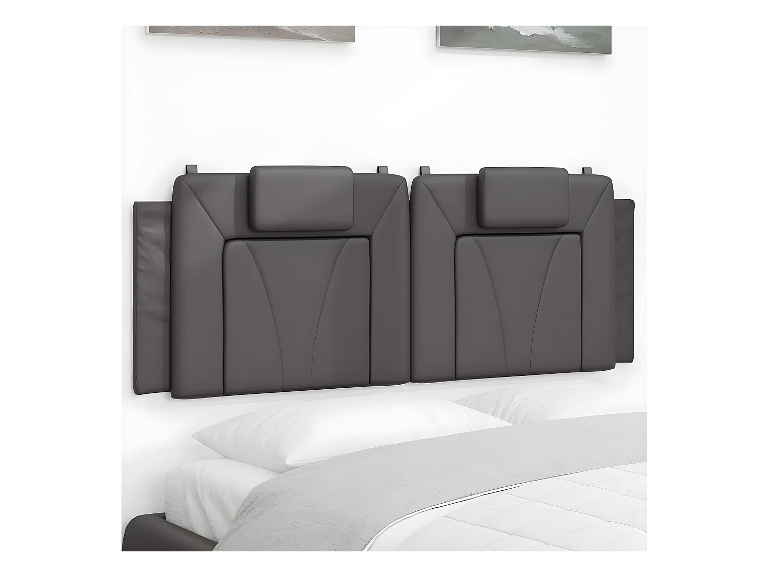 Coussin de tête de lit gris 140 cm similicuir