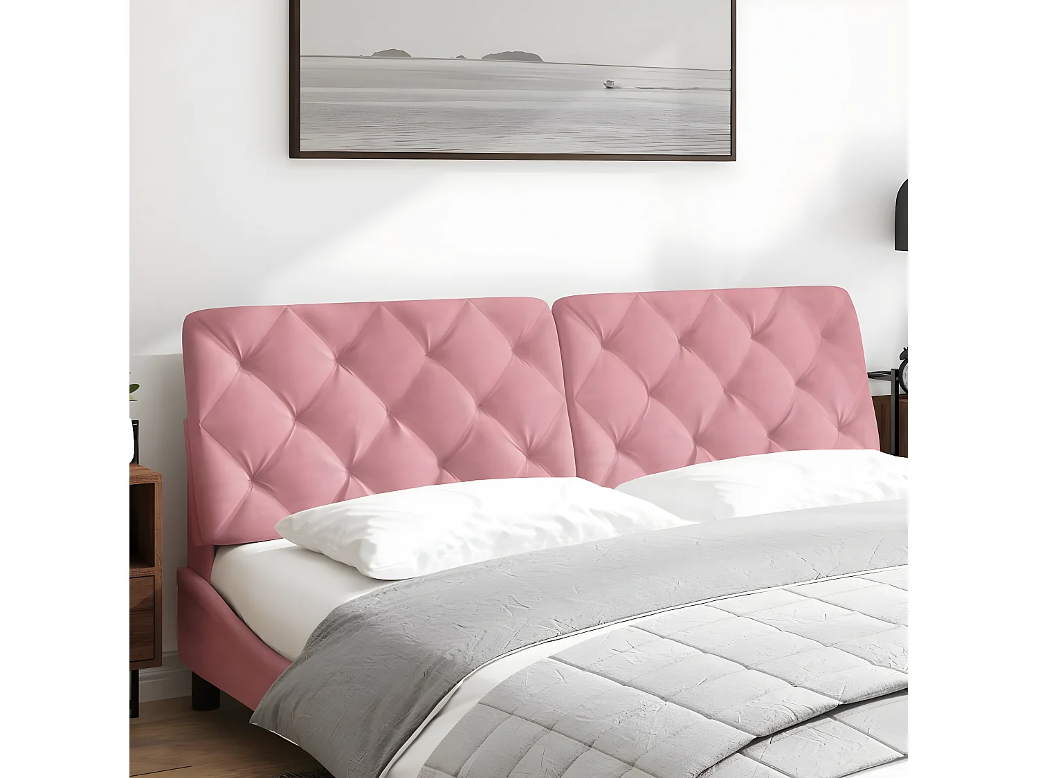 Coussin de tête de lit rose 180 cm velours