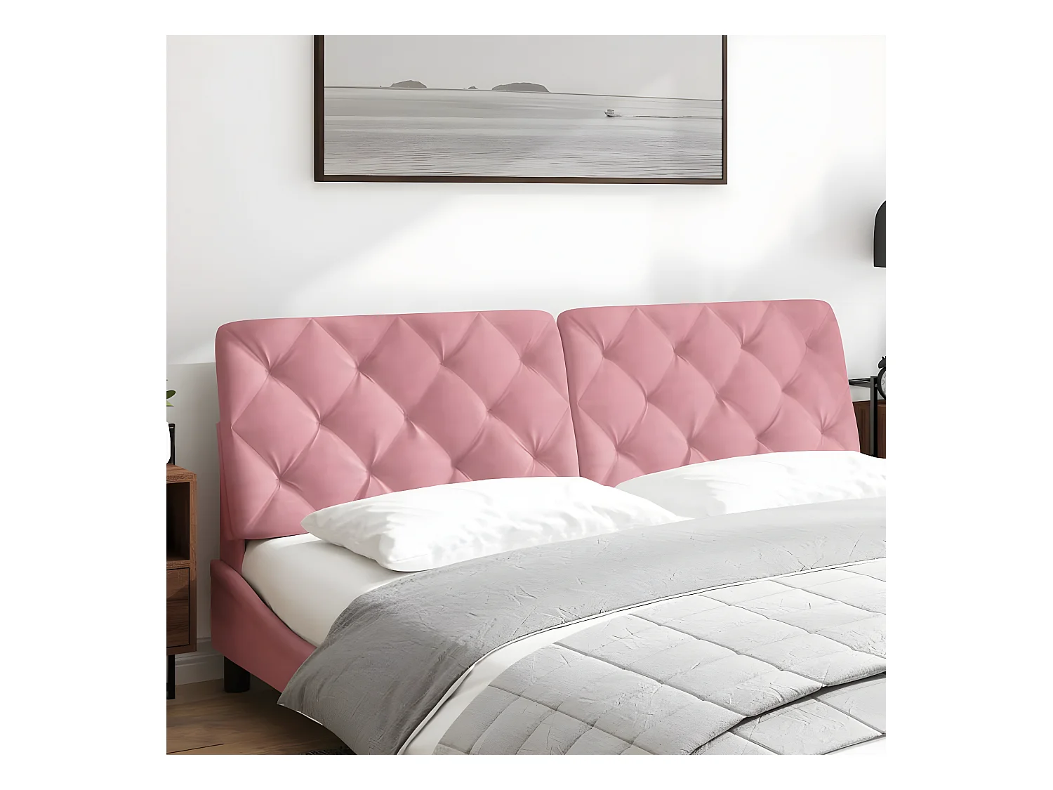 Coussin de tête de lit rose 180 cm velours
