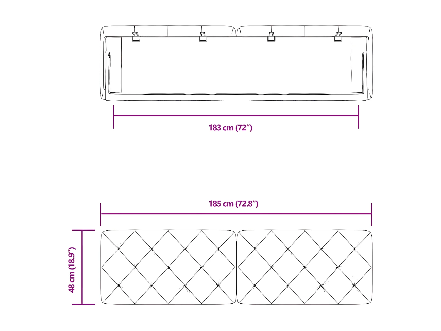 Cabecero de cama acolchado terciopelo rosa 180 cm