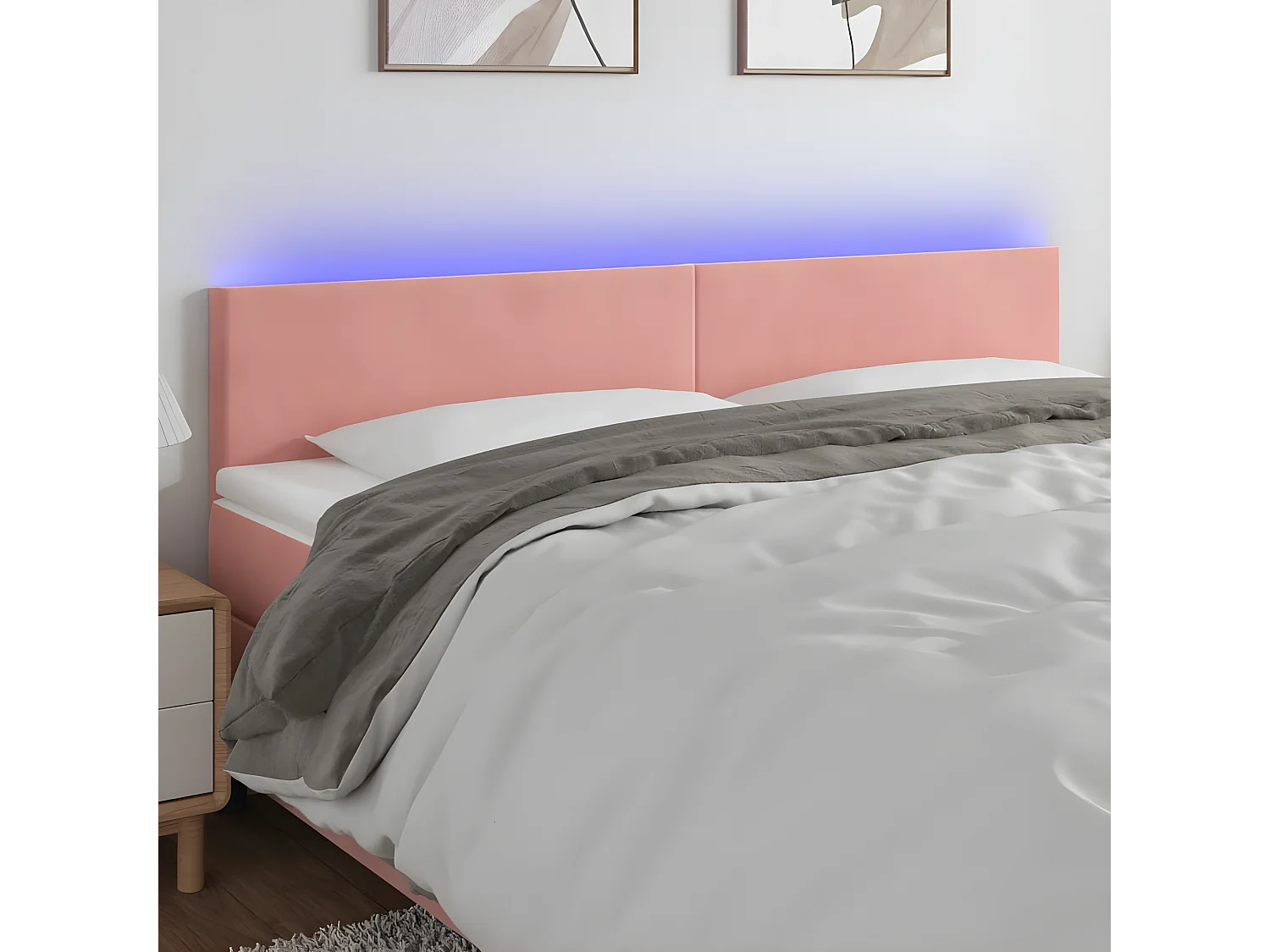 Tête de lit à LED Rose 180x5x78/88 cm Velours