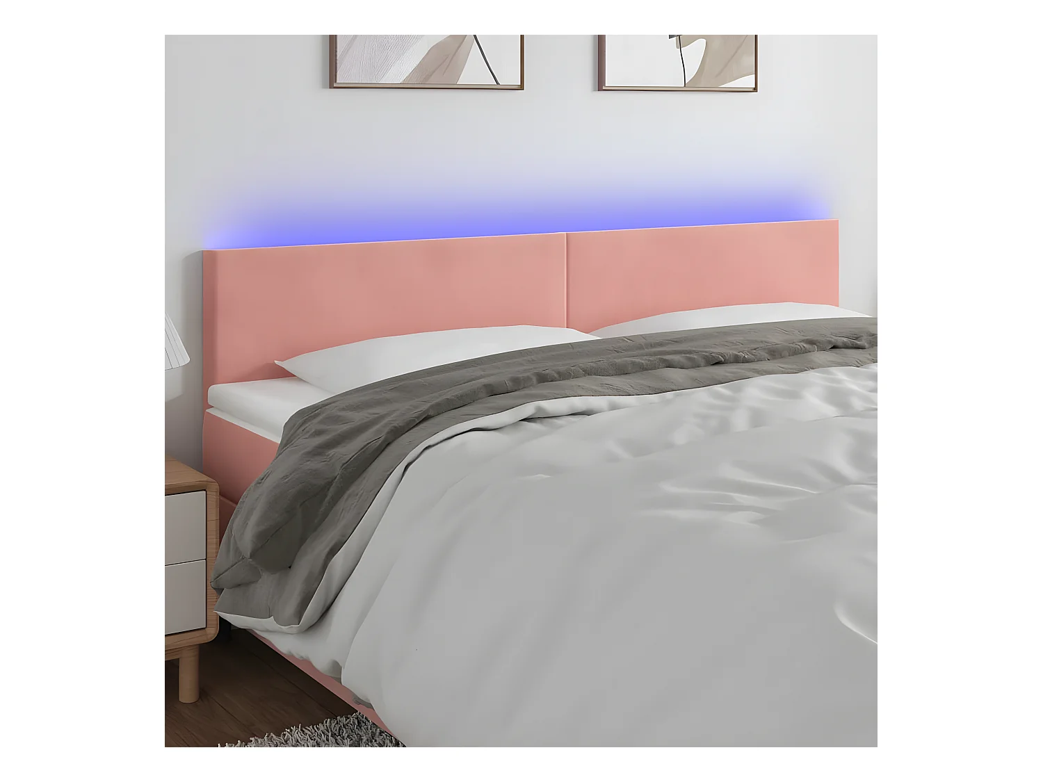 Hoofdbord LED 180x5x78/88 cm fluweel roze