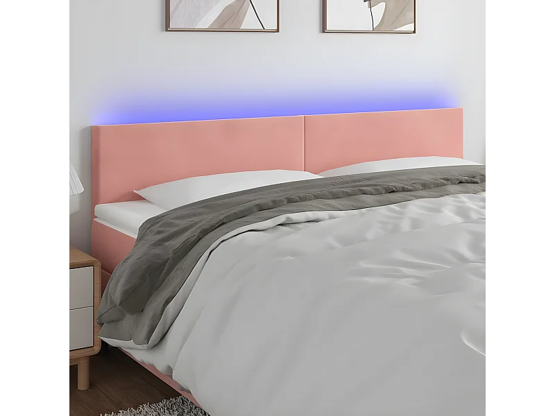 Tête de lit à LED Rose 180x5x78/88 cm Velours